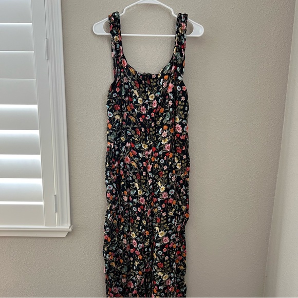 LOFT Women's Floral Romper One Piece Black with Multicolor Flowers Size 18 - Picture 5 of 5